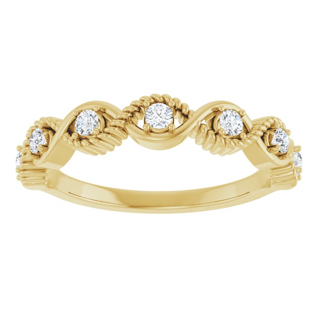 14K Yellow Natural White Sapphire Stackable Ring