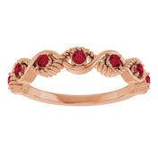 14K Rose Lab-Grown Ruby Stackable Ring