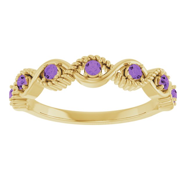 14K Yellow Natural Amethyst Stackable Ring
