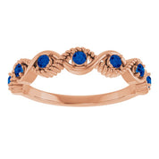 14K Rose Lab-Grown Blue Sapphire Stackable Ring