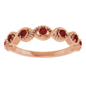 14K Rose Natural Mozambique Garnet Stackable Ring