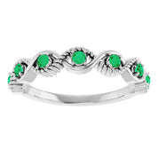 Sterling Silver Lab-Grown Emerald Stackable Ring
