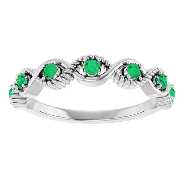 Sterling Silver Lab-Grown Emerald Stackable Ring