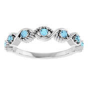 Platinum Natural Aquamarine Stackable Ring