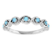 Platinum Natural Aquamarine Stackable Ring