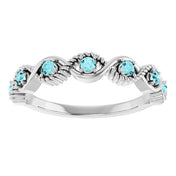 Sterling Silver Natural Blue Zircon Stackable Ring