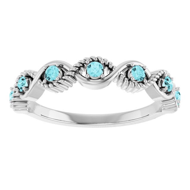Sterling Silver Natural Blue Zircon Stackable Ring