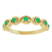 14K Yellow Lab-Grown Emerald Stackable Ring