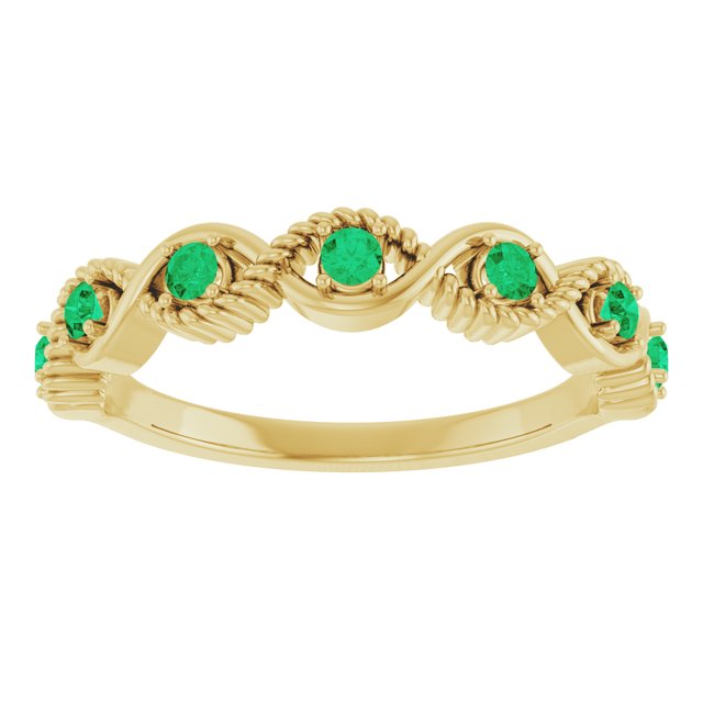 14K Yellow Lab-Grown Emerald Stackable Ring