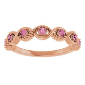 14K Rose Natural Pink Tourmaline Stackable Ring