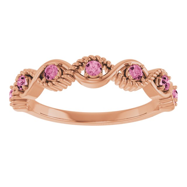 14K Rose Natural Pink Tourmaline Stackable Ring