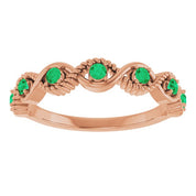 14K Rose Natural Emerald Stackable Ring
