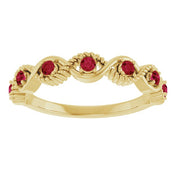 14K Yellow Lab-Grown Ruby Stackable Ring