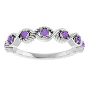 Sterling Silver Natural Amethyst Stackable Ring