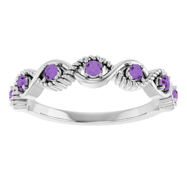 Sterling Silver Natural Amethyst Stackable Ring
