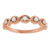 14K Rose Natural White Sapphire Stackable Ring