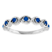 Sterling Silver Lab-Grown Blue Sapphire Stackable Ring
