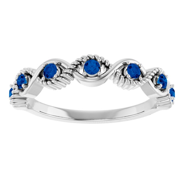Sterling Silver Lab-Grown Blue Sapphire Stackable Ring