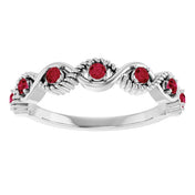 14K White Natural Ruby Stackable Ring