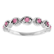 Sterling Silver Natural Pink Tourmaline Stackable Ring