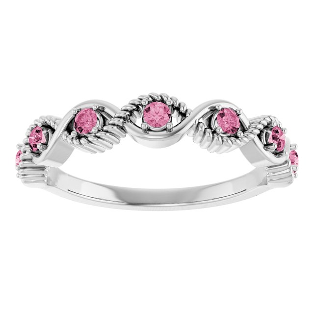 Sterling Silver Natural Pink Tourmaline Stackable Ring