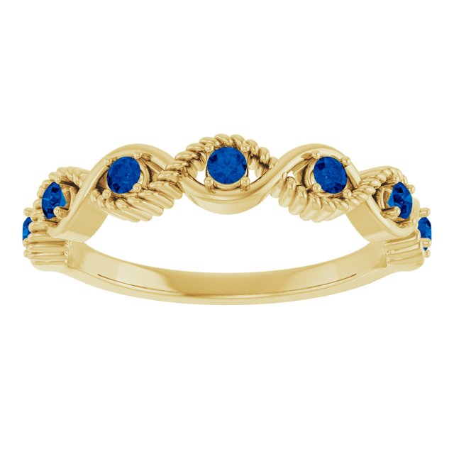 14K Yellow Natural Blue Sapphire Stackable Ring