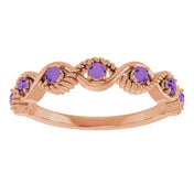 14K Rose Natural Amethyst Stackable Ring