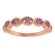 14K Rose Natural Amethyst Stackable Ring