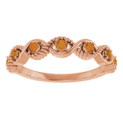 14K Rose Natural Citrine Stackable Ring