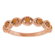 14K Rose Natural Citrine Stackable Ring