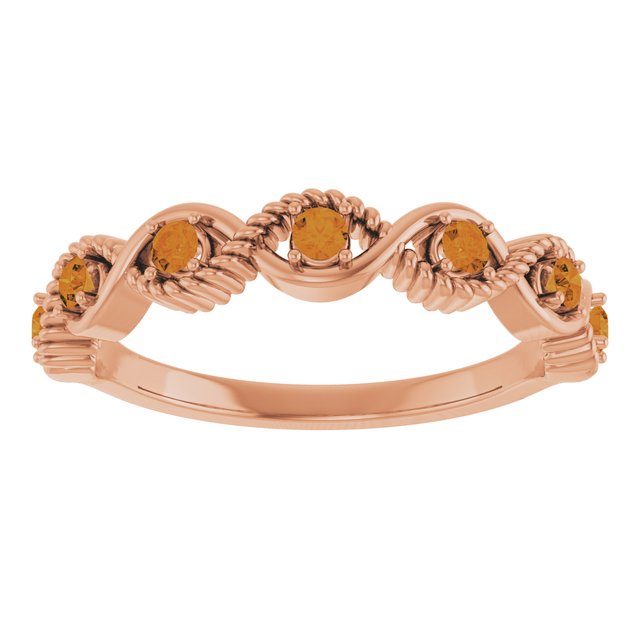14K Rose Natural Citrine Stackable Ring