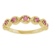 14K Yellow Natural Pink Tourmaline Stackable Ring