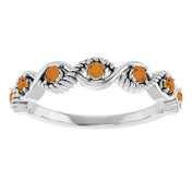 Platinum Natural Citrine Stackable Ring