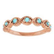 14K Rose Natural Blue Zircon Stackable Ring