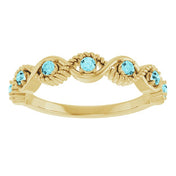 14K Yellow Natural Blue Zircon Stackable Ring