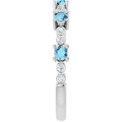 Platinum Natural Aquamarine & 1/6 CTW Natural Diamond Ring