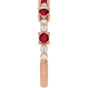 14K Rose Natural Ruby & 1/6 CTW Natural Diamond Ring