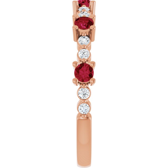 14K Rose Natural Ruby & 1/6 CTW Natural Diamond Ring