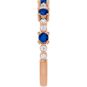 14K Rose Lab-Grown Blue Sapphire & 1/6 CTW Natural Diamond Ring