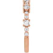 14K Rose Natural White Sapphire & 1/6 CTW Natural Diamond Ring