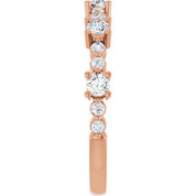 14K Rose Natural White Sapphire & 1/6 CTW Natural Diamond Ring