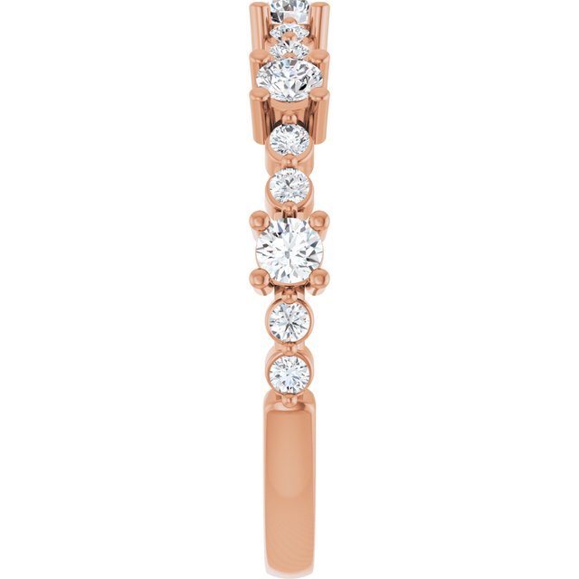 14K Rose Natural White Sapphire & 1/6 CTW Natural Diamond Ring