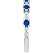 14K White Natural Blue Sapphire & 1/6 CTW Natural Diamond Ring