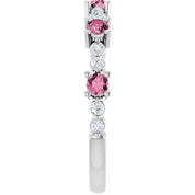 Sterling Silver Natural Pink Tourmaline & 1/6 CTW Natural Diamond Ring