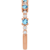 14K Rose Natural Aquamarine & 1/6 CTW Natural Diamond Ring