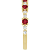 14K Yellow Natural Ruby & 1/6 CTW Natural Diamond Ring