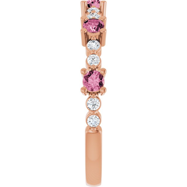 14K Rose Natural Pink Tourmaline & 1/6 CTW Natural Diamond Ring