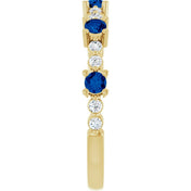 14K Yellow Natural Blue Sapphire & 1/6 CTW Natural Diamond Ring