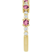 14K Yellow Natural Pink Tourmaline & 1/6 CTW Natural Diamond Ring