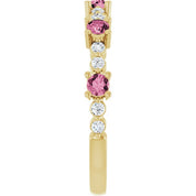 14K Yellow Natural Pink Tourmaline & 1/6 CTW Natural Diamond Ring